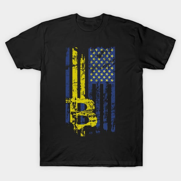 Bitcoin T-Shirt Cryptocurrency Distressed Blockchain BTC Digital American Flag T-Shirt by BitcoinSweatshirts